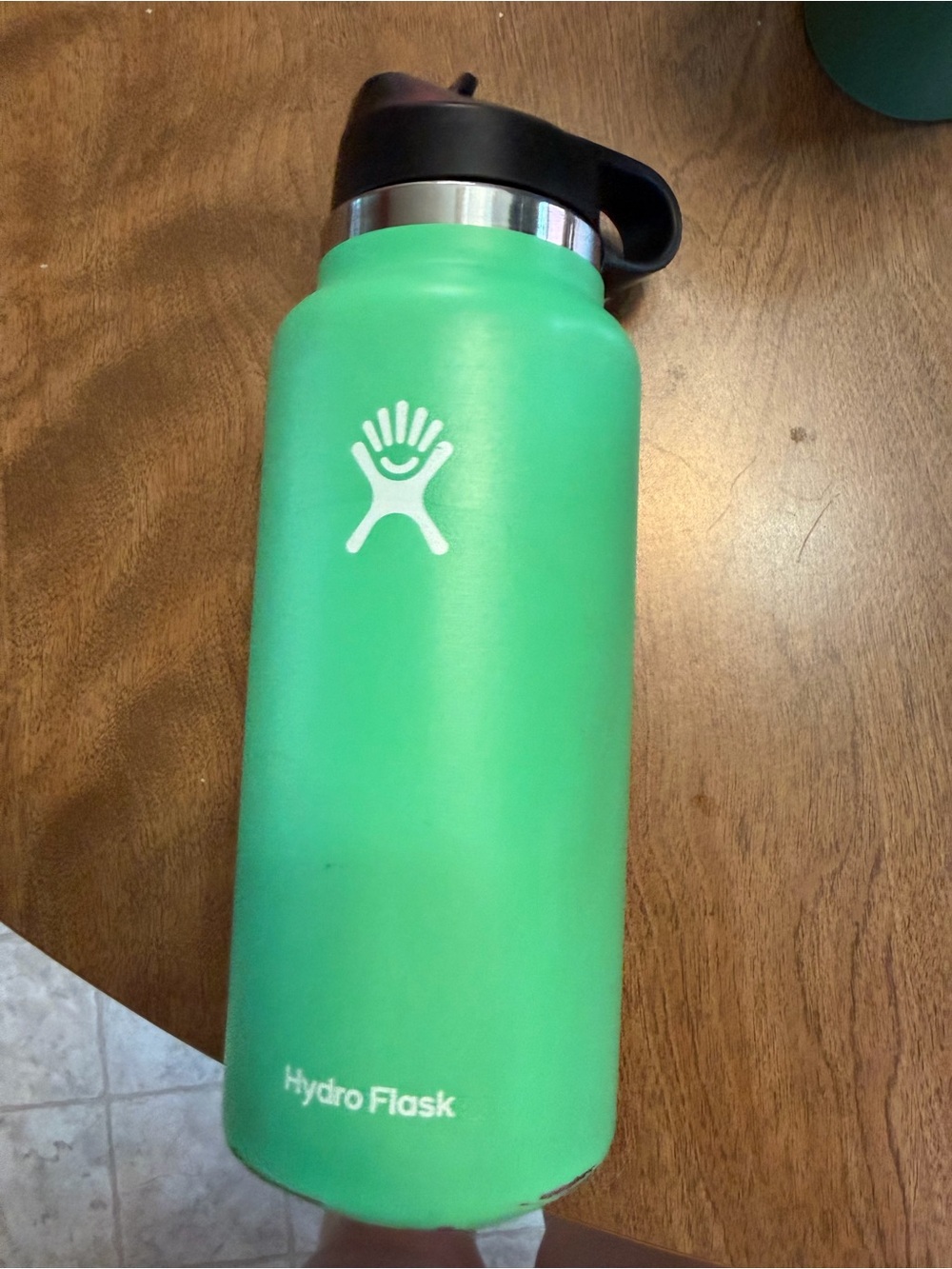 Hydro Flask Mint Green Insulated Water Bottle with Black Lid